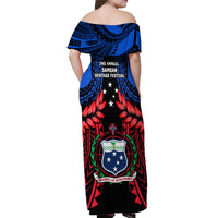 Samoa Off Shoulder Maxi Dress Heritage Festival Samoan Tattoo With Ula Fala Kava Bowl - Wonder Print Shop