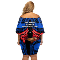 Samoa Off Shoulder Short Dress Heritage Festival Samoan Tattoo With Ula Fala Kava Bowl - Wonder Print Shop