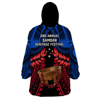 Samoa Wearable Blanket Hoodie Heritage Festival Samoan Tattoo With Ula Fala Kava Bowl - Wonder Print Shop