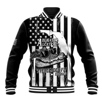 Alligator Alcatraz Baseball Jacket Cool Gator Everglades USA Grunge Flag - Wonder Print Shop