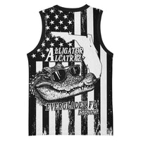 Alligator Alcatraz Basketball Jersey Cool Gator Everglades USA Grunge Flag - Wonder Print Shop