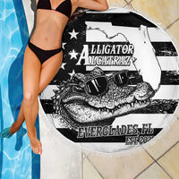 Alligator Alcatraz Beach Blanket Cool Gator Everglades USA Grunge Flag - Wonder Print Shop