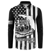 Alligator Alcatraz Button Sweatshirt Cool Gator Everglades USA Grunge Flag - Wonder Print Shop