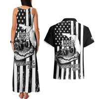 Alligator Alcatraz Couples Matching Tank Maxi Dress and Hawaiian Shirt Cool Gator Everglades USA Grunge Flag - Wonder Print Shop
