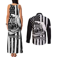 Alligator Alcatraz Couples Matching Tank Maxi Dress and Long Sleeve Button Shirt Cool Gator Everglades USA Grunge Flag - Wonder Print Shop