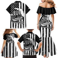 Alligator Alcatraz Family Matching Mermaid Dress and Hawaiian Shirt Cool Gator Everglades USA Grunge Flag - Wonder Print Shop
