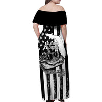 Alligator Alcatraz Family Matching Off Shoulder Maxi Dress and Hawaiian Shirt Cool Gator Everglades USA Grunge Flag - Wonder Print Shop