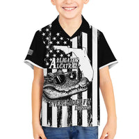 Alligator Alcatraz Family Matching Puletasi and Hawaiian Shirt Cool Gator Everglades USA Grunge Flag - Wonder Print Shop