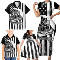 Alligator Alcatraz Family Matching Short Sleeve Bodycon Dress and Hawaiian Shirt Cool Gator Everglades USA Grunge Flag - Wonder Print Shop