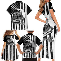 Alligator Alcatraz Family Matching Short Sleeve Bodycon Dress and Hawaiian Shirt Cool Gator Everglades USA Grunge Flag - Wonder Print Shop