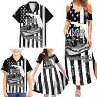 Alligator Alcatraz Family Matching Summer Maxi Dress and Hawaiian Shirt Cool Gator Everglades USA Grunge Flag - Wonder Print Shop