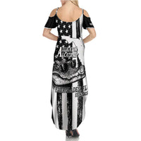 Alligator Alcatraz Family Matching Summer Maxi Dress and Hawaiian Shirt Cool Gator Everglades USA Grunge Flag - Wonder Print Shop