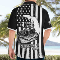 Alligator Alcatraz Hawaiian Shirt Cool Gator Everglades USA Grunge Flag - Wonder Print Shop