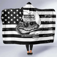 Alligator Alcatraz Hooded Blanket Cool Gator Everglades USA Grunge Flag - Wonder Print Shop