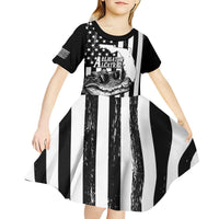 Alligator Alcatraz Kid Short Sleeve Dress Cool Gator Everglades USA Grunge Flag - Wonder Print Shop