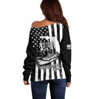 Alligator Alcatraz Off Shoulder Sweater Cool Gator Everglades USA Grunge Flag - Wonder Print Shop