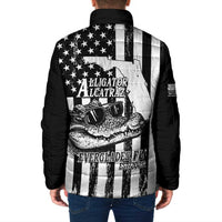 Alligator Alcatraz Padded Jacket Cool Gator Everglades USA Grunge Flag - Wonder Print Shop