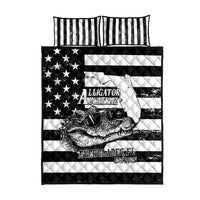 Alligator Alcatraz Quilt Bed Set Cool Gator Everglades USA Grunge Flag - Wonder Print Shop