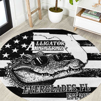 Alligator Alcatraz Round Carpet Cool Gator Everglades USA Grunge Flag - Wonder Print Shop