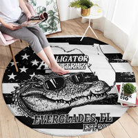 Alligator Alcatraz Round Carpet Cool Gator Everglades USA Grunge Flag - Wonder Print Shop