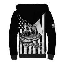 Alligator Alcatraz Sherpa Hoodie Cool Gator Everglades USA Grunge Flag - Wonder Print Shop