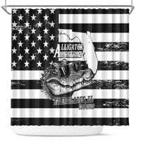 Alligator Alcatraz Shower Curtain Cool Gator Everglades USA Grunge Flag - Wonder Print Shop