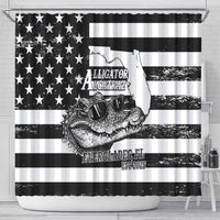 Alligator Alcatraz Shower Curtain Cool Gator Everglades USA Grunge Flag - Wonder Print Shop