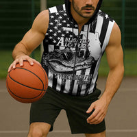 Alligator Alcatraz Sleeveless Zip Hoodie Cool Gator Everglades USA Grunge Flag - Wonder Print Shop