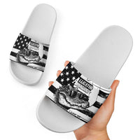 Alligator Alcatraz Slide Sandals Cool Gator Everglades USA Grunge Flag - Wonder Print Shop