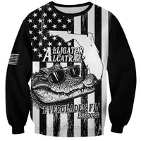 Alligator Alcatraz Sweatshirt Cool Gator Everglades USA Grunge Flag - Wonder Print Shop