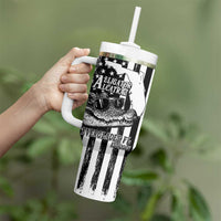 Alligator Alcatraz Tumbler With Handle Cool Gator Everglades USA Grunge Flag - Wonder Print Shop