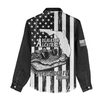 Alligator Alcatraz Women Casual Shirt Cool Gator Everglades USA Grunge Flag - Wonder Print Shop