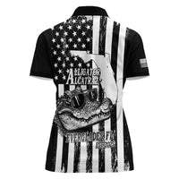 Alligator Alcatraz Women Polo Shirt Cool Gator Everglades USA Grunge Flag - Wonder Print Shop