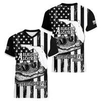 Alligator Alcatraz Women V-Neck T-Shirt Cool Gator Everglades USA Grunge Flag - Wonder Print Shop