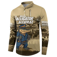 Alligator Alcatraz Button Sweatshirt Police Gator Rock Penitentiary - Wonder Print Shop
