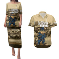 Alligator Alcatraz Couples Matching Puletasi and Hawaiian Shirt Police Gator Rock Penitentiary - Wonder Print Shop