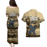Alligator Alcatraz Couples Matching Puletasi and Hawaiian Shirt Police Gator Rock Penitentiary - Wonder Print Shop
