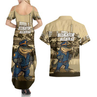 Alligator Alcatraz Couples Matching Summer Maxi Dress and Hawaiian Shirt Police Gator Rock Penitentiary - Wonder Print Shop