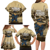 Alligator Alcatraz Family Matching Long Sleeve Bodycon Dress and Hawaiian Shirt Police Gator Rock Penitentiary - Wonder Print Shop