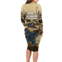 Alligator Alcatraz Family Matching Long Sleeve Bodycon Dress and Hawaiian Shirt Police Gator Rock Penitentiary - Wonder Print Shop