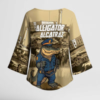 Alligator Alcatraz Kimono Sleeve Blouse Police Gator Rock Penitentiary - Wonder Print Shop
