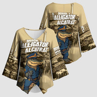 Alligator Alcatraz Kimono Sleeve Blouse Police Gator Rock Penitentiary - Wonder Print Shop