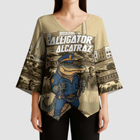 Alligator Alcatraz Kimono Sleeve Blouse Police Gator Rock Penitentiary - Wonder Print Shop