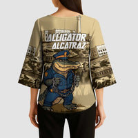 Alligator Alcatraz Kimono Sleeve Blouse Police Gator Rock Penitentiary - Wonder Print Shop