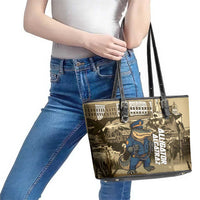 Alligator Alcatraz Leather Tote Bag Police Gator Rock Penitentiary - Wonder Print Shop