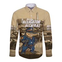 Alligator Alcatraz Long Sleeve Button Shirt Police Gator Rock Penitentiary - Wonder Print Shop