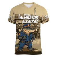 Alligator Alcatraz Women V-Neck T-Shirt Police Gator Rock Penitentiary - Wonder Print Shop