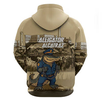 Alligator Alcatraz Zip Hoodie Police Gator Rock Penitentiary - Wonder Print Shop
