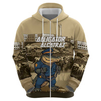 Alligator Alcatraz Zip Hoodie Police Gator Rock Penitentiary - Wonder Print Shop