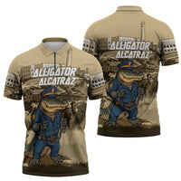 Alligator Alcatraz Zipper Polo Shirt Police Gator Rock Penitentiary - Wonder Print Shop